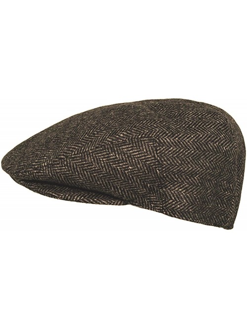 Newsboy Caps Men's Herringbone Wool Tweed Newsboy Ivy Cabbie Driving Hat - 1935-brown - CT12NG99VJD $18.32