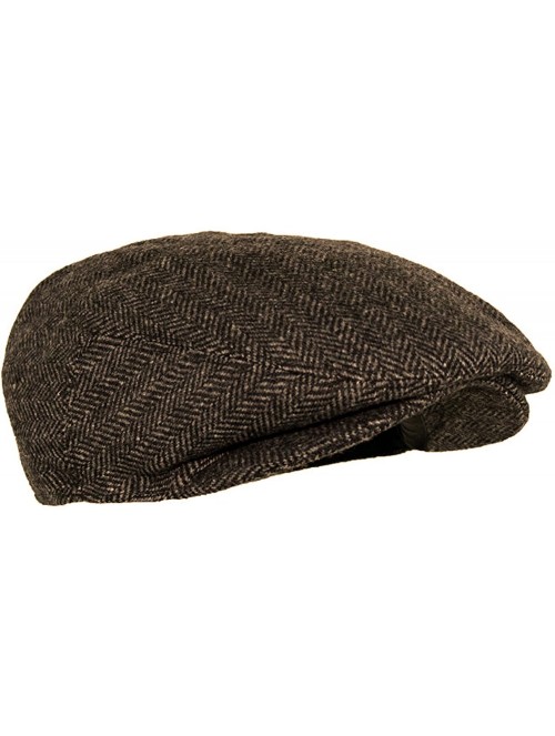 Newsboy Caps Men's Herringbone Wool Tweed Newsboy Ivy Cabbie Driving Hat - 1935-brown - CT12NG99VJD $18.32