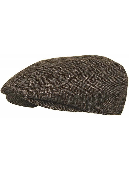 Newsboy Caps Men's Herringbone Wool Tweed Newsboy Ivy Cabbie Driving Hat - 1935-brown - CT12NG99VJD $18.32