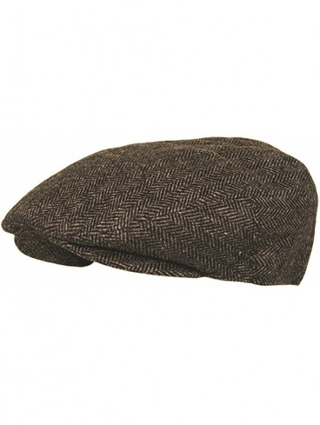 Newsboy Caps Men's Herringbone Wool Tweed Newsboy Ivy Cabbie Driving Hat - 1935-brown - CT12NG99VJD $18.32