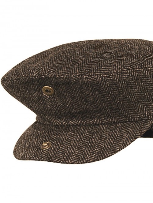 Newsboy Caps Men's Herringbone Wool Tweed Newsboy Ivy Cabbie Driving Hat - 1935-brown - CT12NG99VJD $18.32