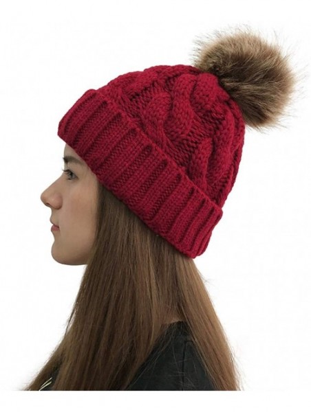 Skullies & Beanies Stitching Knitted hat Mallcat Outdoor - Wine - CG193549HUY $22.10