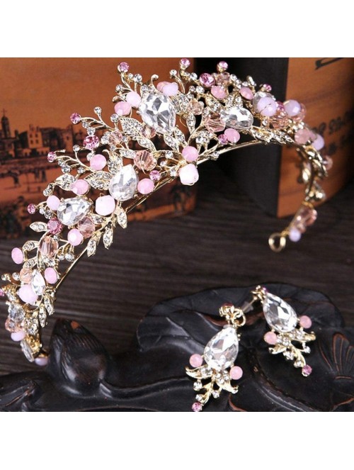 Headbands New Women Crystal Anadem Wedding Decoration Accessories Gift Headbands - Pink - C918M4MGIQS $36.55