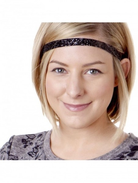 Headbands Girl's Adjustable Non Slip Skinny Bling Glitter Headband Multi Pack - Black & Navy - CX11MNG3N0P $14.63