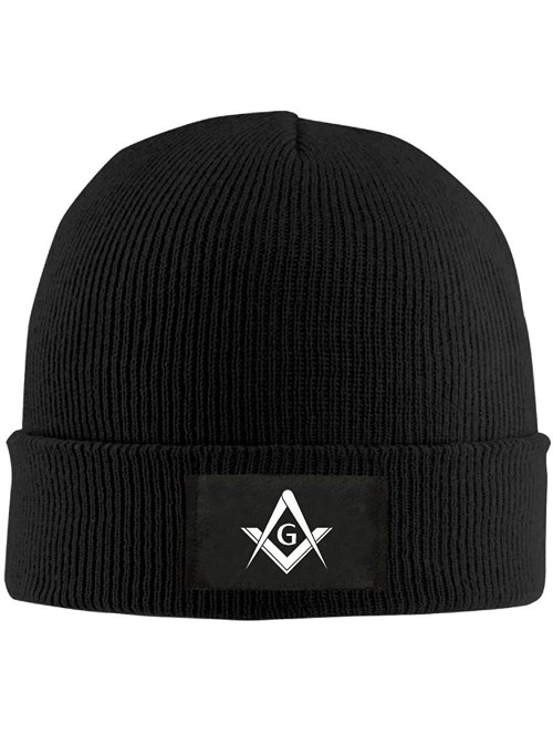 Skullies & Beanies Freemason Logo Square and Compass 1 - Adult Knit Cap Beanies Cap Winter Warm Hat Black - CI18950YZ79 $15.64