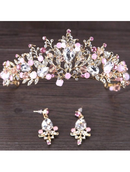 Headbands New Women Crystal Anadem Wedding Decoration Accessories Gift Headbands - Pink - C918M4MGIQS $36.55