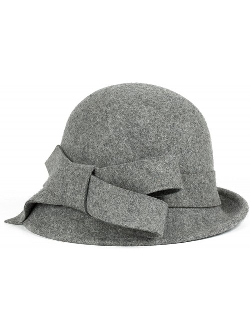 Bucket Hats Womens Wool Felt Bucket Hats with Belt - Grey - CD12KLNSO1J $22.82