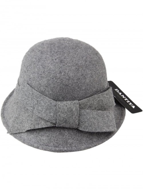 Bucket Hats Womens Wool Felt Bucket Hats with Belt - Grey - CD12KLNSO1J $22.82