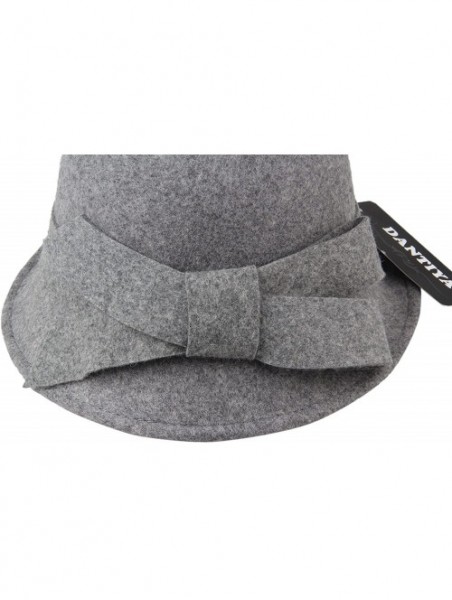 Bucket Hats Womens Wool Felt Bucket Hats with Belt - Grey - CD12KLNSO1J $22.82