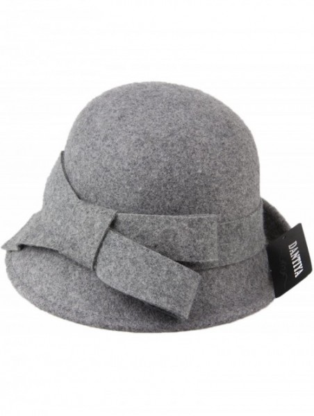 Bucket Hats Womens Wool Felt Bucket Hats with Belt - Grey - CD12KLNSO1J $22.82