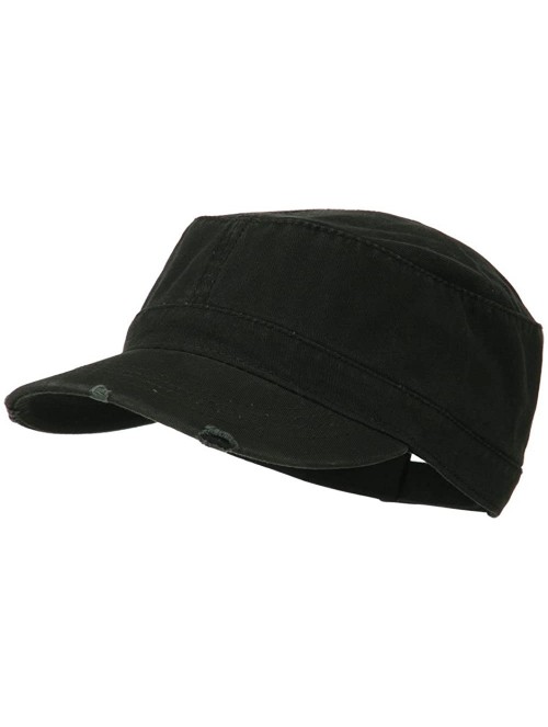 Baseball Caps Garment Washed Distressed Military Cap - Black OSFM - C011UU779A3 $14.09
