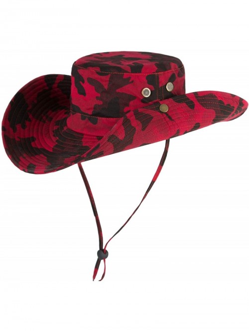 Sun Hats Unisex Wide Brim Camouflage Boonie Hats Military - Red_camo - CY18NODAMMA $15.43