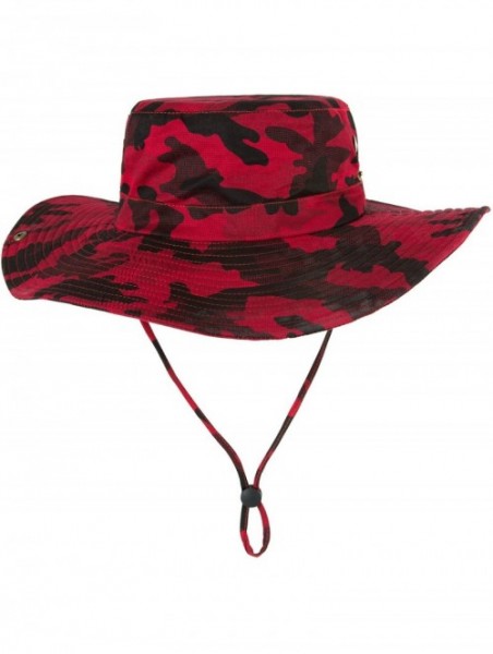 Sun Hats Unisex Wide Brim Camouflage Boonie Hats Military - Red_camo - CY18NODAMMA $15.43