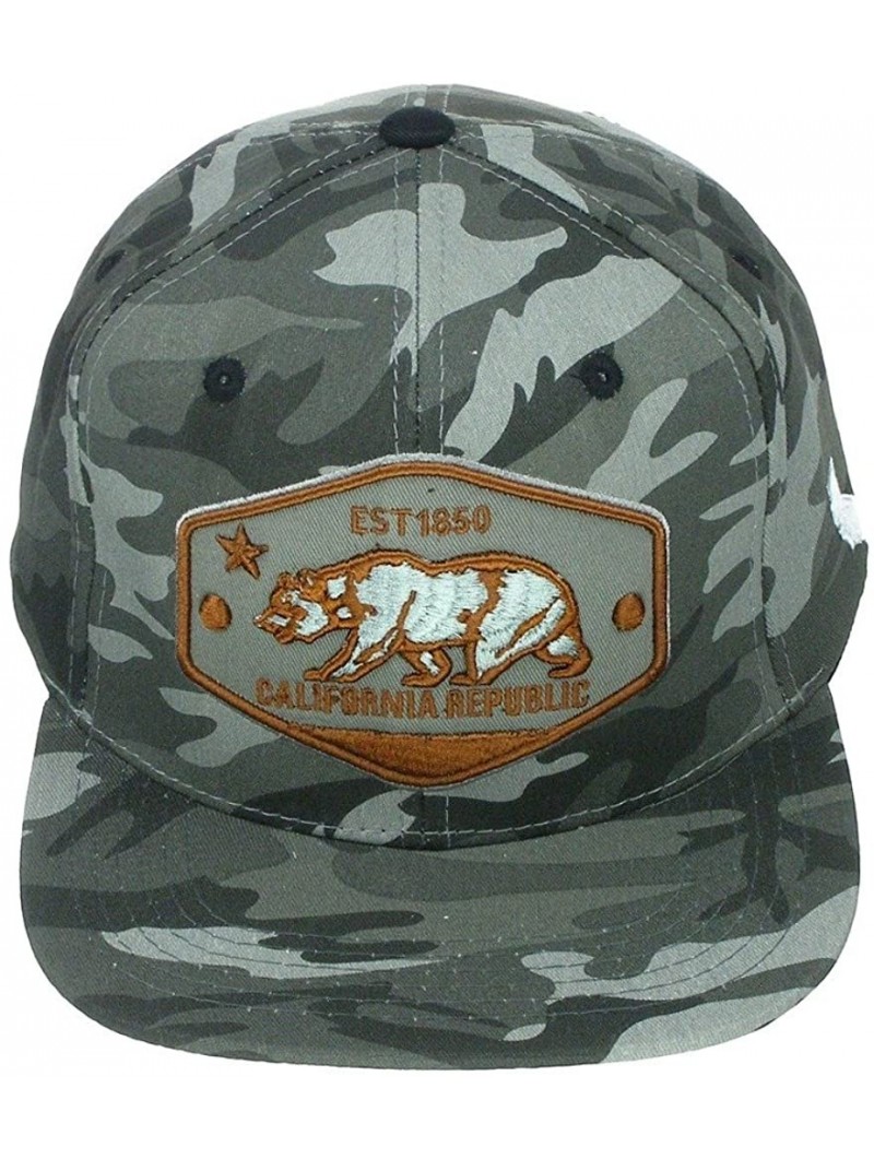 Baseball Caps California Republic Bear High Definition Embroidery Snapback Baseball Cap Hat - Camo/Grey - CZ180LO40TS $15.24