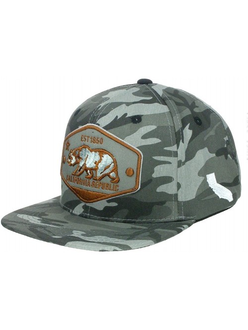 Baseball Caps California Republic Bear High Definition Embroidery Snapback Baseball Cap Hat - Camo/Grey - CZ180LO40TS $15.24