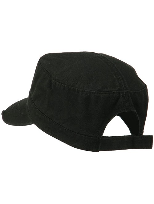 Baseball Caps Garment Washed Distressed Military Cap - Black OSFM - C011UU779A3 $14.09