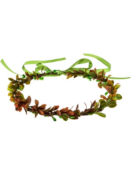 Headbands Succulent Flower Crown Eucalyptus Halo Wedding Floral Headband Photo Prop - Leaf Red Orange - CO18G74CLXK $11.29