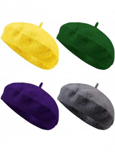 Berets 4 Pieces Beret Hat for Women Classic Solid Color French Style Beanie Winter Cap - CB18AZAQD86 $12.86