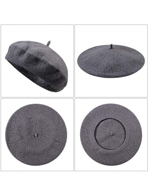 Berets 4 Pieces Beret Hat for Women Classic Solid Color French Style Beanie Winter Cap - CB18AZAQD86 $12.86