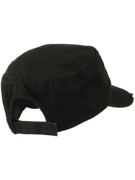 Baseball Caps Garment Washed Distressed Military Cap - Black OSFM - C011UU779A3 $14.09