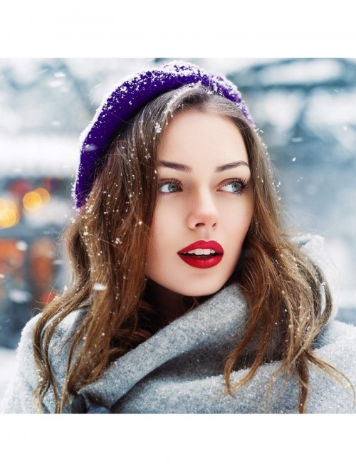 Berets 4 Pieces Beret Hat for Women Classic Solid Color French Style Beanie Winter Cap - CB18AZAQD86 $12.86