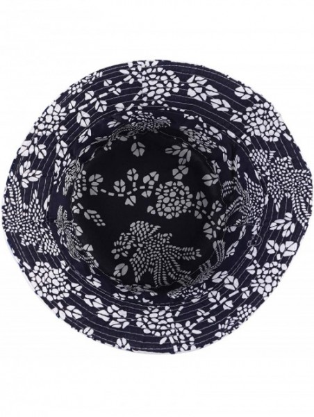 Bucket Hats Fashion Print Bucket Hat Summer Fisherman Cap for Women Men - Blue and White - CJ18SNLRUDW $15.95