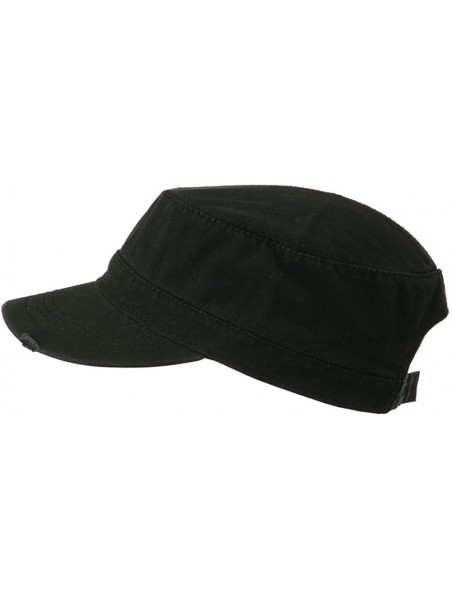 Baseball Caps Garment Washed Distressed Military Cap - Black OSFM - C011UU779A3 $14.09