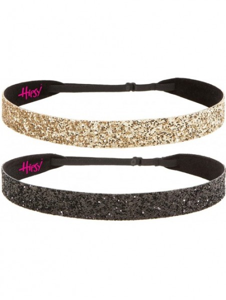 Headbands Adjustable NO Slip Wide Bling Glitter Headbands for Women Girls & Teens Black Duo Pack - Black & Gold - CI11N47UI8R...