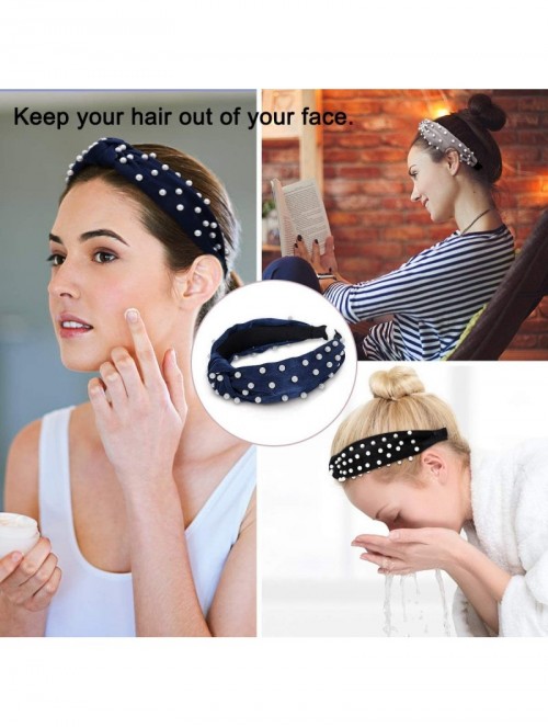 Headbands Knot Headband Headbands Elastic Accessories - Pearl-headband-a - C818U0ETAHR $14.11