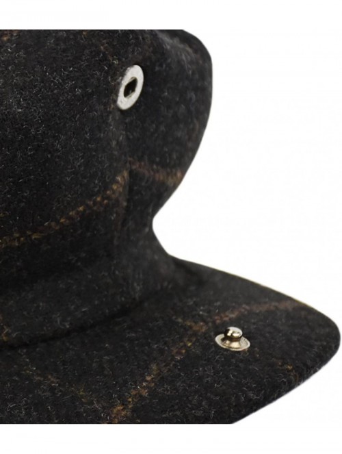 Newsboy Caps Men's Wool Herringbone Newsboy Cap Driving Cabbie Tweed Applejack Golf Hat - Black Glen - CZ192WR3HD3 $21.98