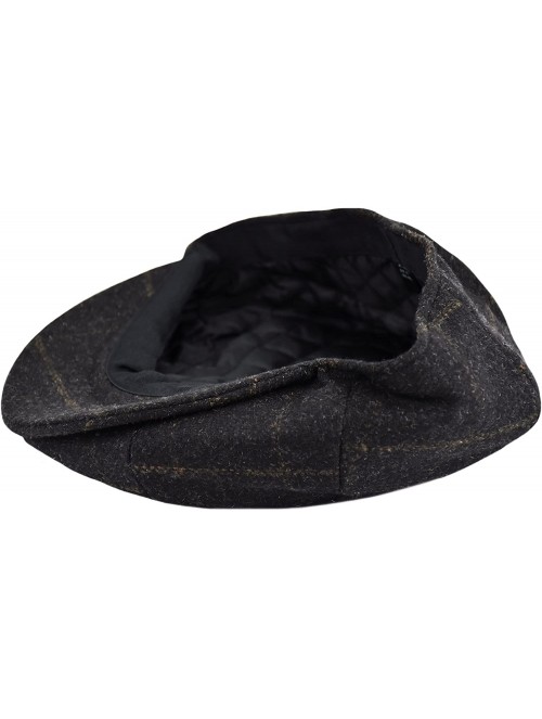 Newsboy Caps Men's Wool Herringbone Newsboy Cap Driving Cabbie Tweed Applejack Golf Hat - Black Glen - CZ192WR3HD3 $21.98