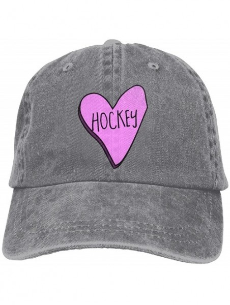 Baseball Caps Men's/Women's Hockey Heart Cotton Denim Baseball Cap Adjustable Trucker Cap - Ash - C018IG4UME6 $16.18