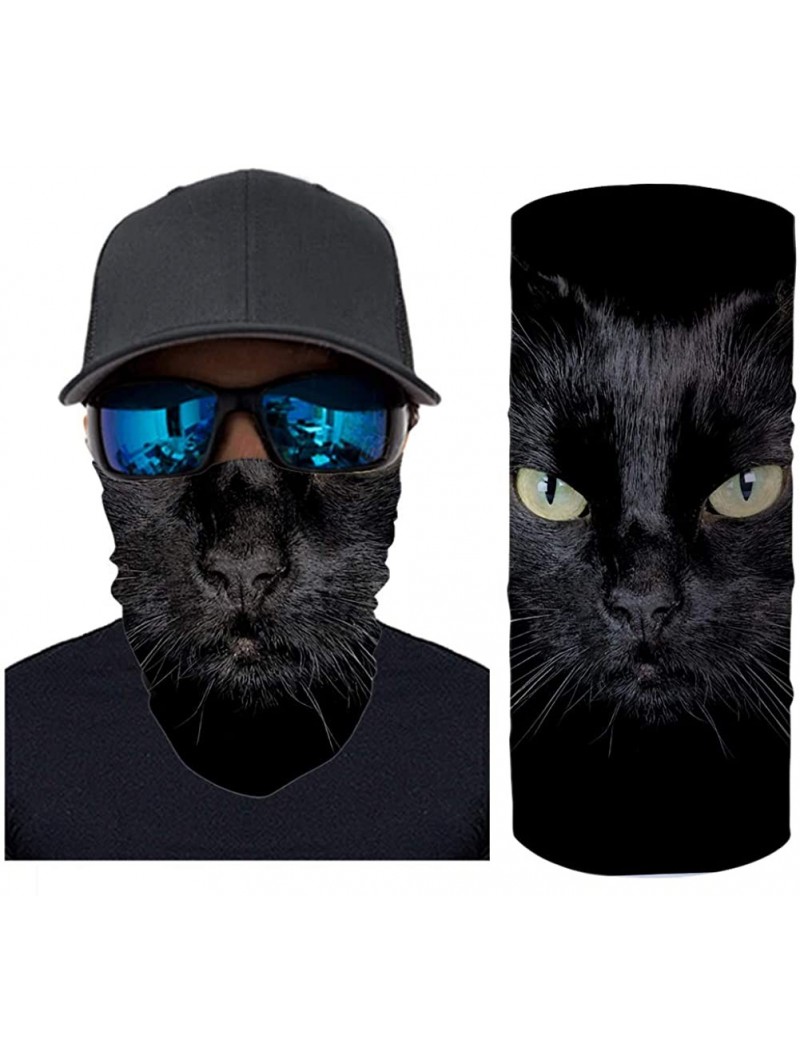 Balaclavas Cool 3D Animal Print Bandana Neck Gaiter Scarf Dust Wind Balaclava Headband for Men Women - Black Cat - C8197ZS4UA...