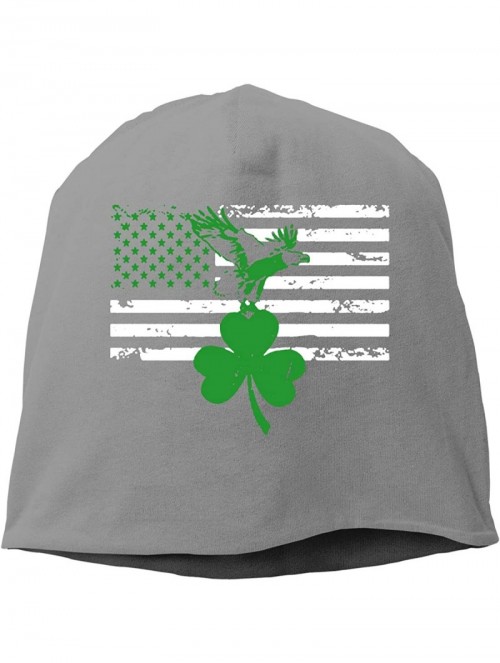 Skullies & Beanies St. Patrick's Day Irish American Flag Unisex Knitted Hat Beanie Hat Warm Hats Skull Cap - Deep Heather - C...