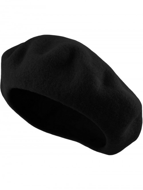 Berets Traditional Women's Men's Solid Color Plain Wool French Beret One Size - Black - CW189YHXY23 $13.68