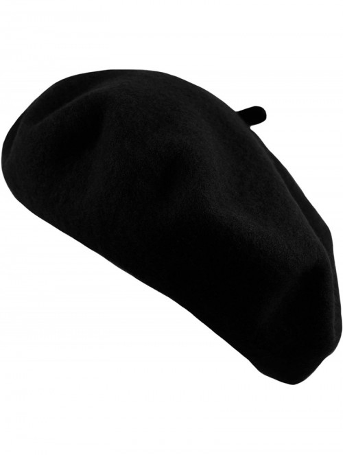 Berets Traditional Women's Men's Solid Color Plain Wool French Beret One Size - Black - CW189YHXY23 $13.68