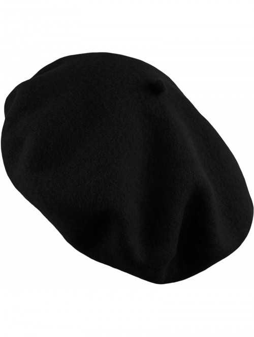 Berets Traditional Women's Men's Solid Color Plain Wool French Beret One Size - Black - CW189YHXY23 $13.68