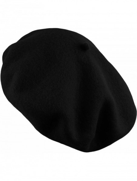 Berets Traditional Women's Men's Solid Color Plain Wool French Beret One Size - Black - CW189YHXY23 $13.68