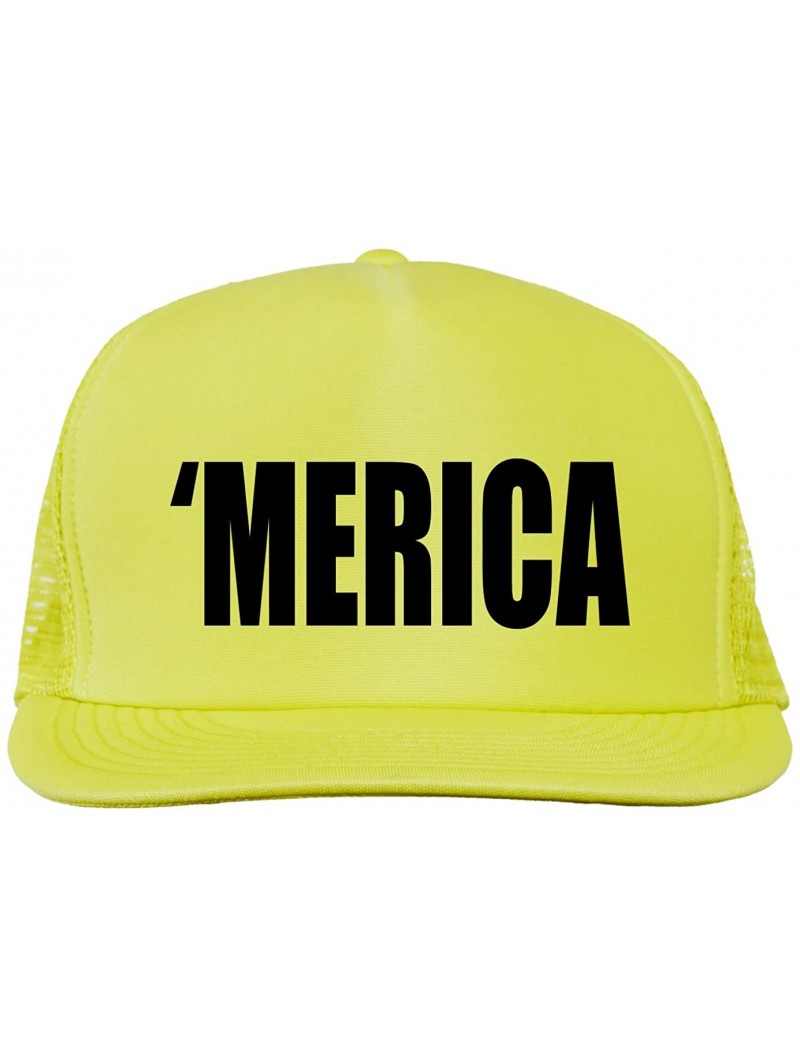 Baseball Caps Merica Bright neon Truckers mesh snap Back hat - Neon Yellow - CE11MJC3EAB $19.49