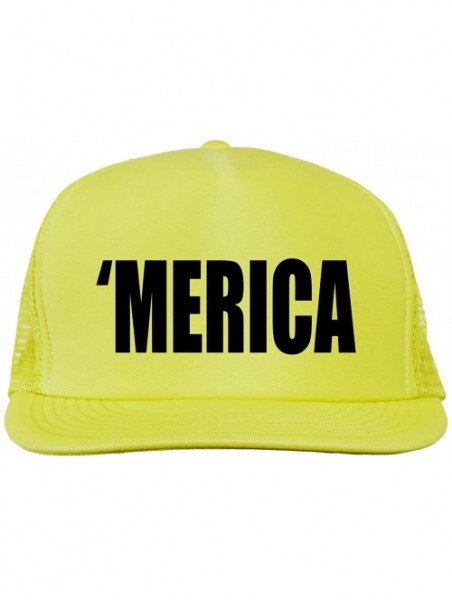 Baseball Caps Merica Bright neon Truckers mesh snap Back hat - Neon Yellow - CE11MJC3EAB $19.49