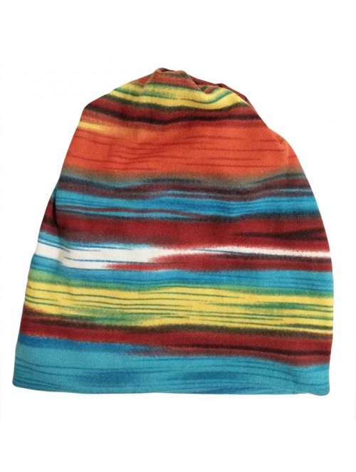 Skullies & Beanies Women's Colorful Striped Chemo Beanie Cap Hat for Cancer Patients - Red - CD12NGFQC23 $14.26