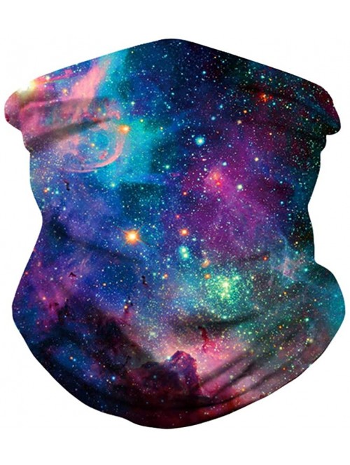 Balaclavas Rave Bandana for Men Women Neck Gaiter Scarf Dust Wind Balaclava Headwear - Blue Purple Galaxy - CG197SMR3O8 $16.12