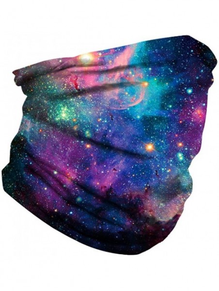 Balaclavas Rave Bandana for Men Women Neck Gaiter Scarf Dust Wind Balaclava Headwear - Blue Purple Galaxy - CG197SMR3O8 $16.12