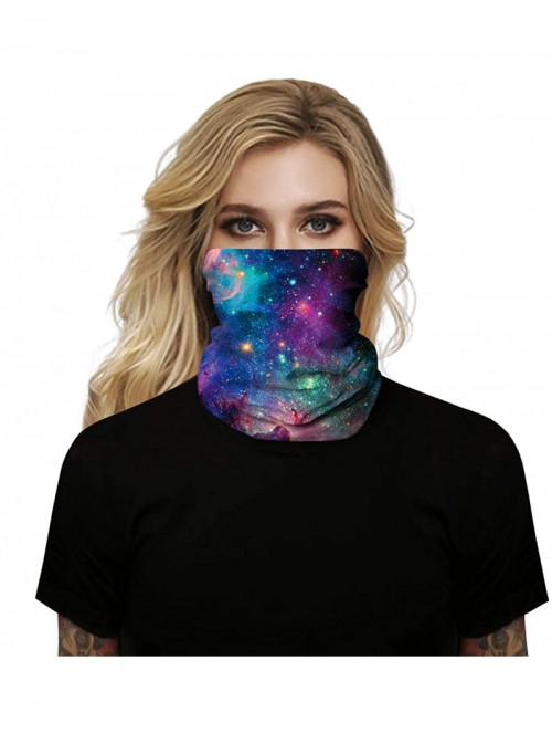 Balaclavas Rave Bandana for Men Women Neck Gaiter Scarf Dust Wind Balaclava Headwear - Blue Purple Galaxy - CG197SMR3O8 $16.12