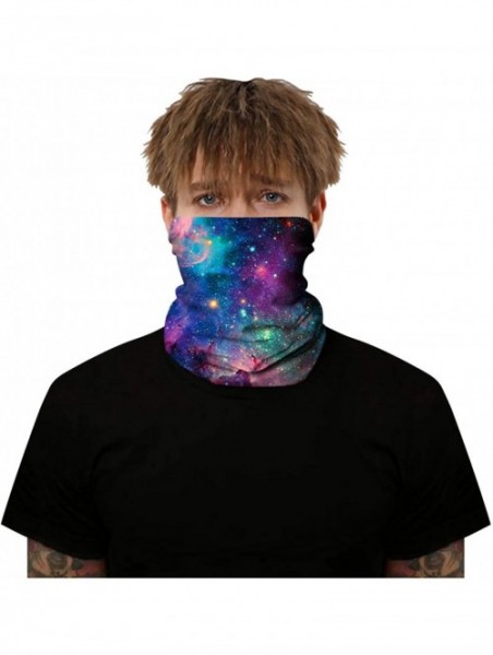 Balaclavas Rave Bandana for Men Women Neck Gaiter Scarf Dust Wind Balaclava Headwear - Blue Purple Galaxy - CG197SMR3O8 $16.12