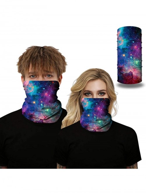 Balaclavas Rave Bandana for Men Women Neck Gaiter Scarf Dust Wind Balaclava Headwear - Blue Purple Galaxy - CG197SMR3O8 $16.12