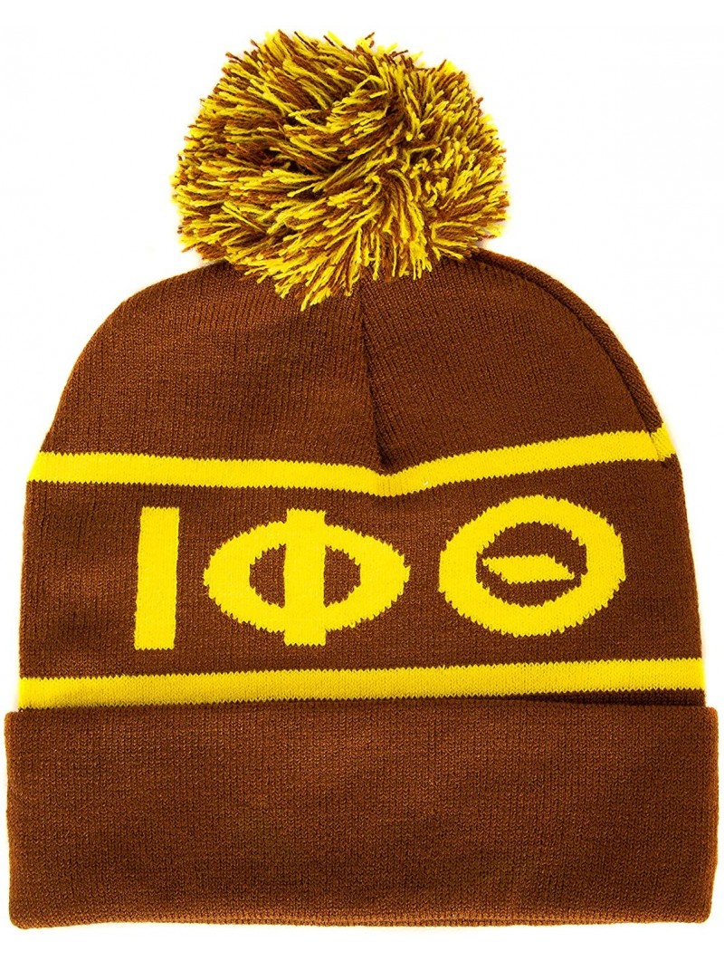 Skullies & Beanies Iota Phi Theta Letter Beanie Hat Greek Cold Weather Winter iota - CS18D9R8LHX $20.57