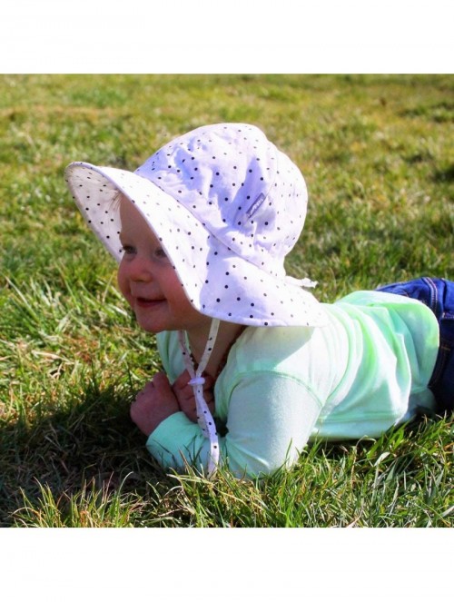 Sun Hats Toddler Sun Hat- GRO-with-Me Adjustable Straps- 50+UPF Natural Cotton Protection - Cotton Floppy - Dots - C318ZY04H4...