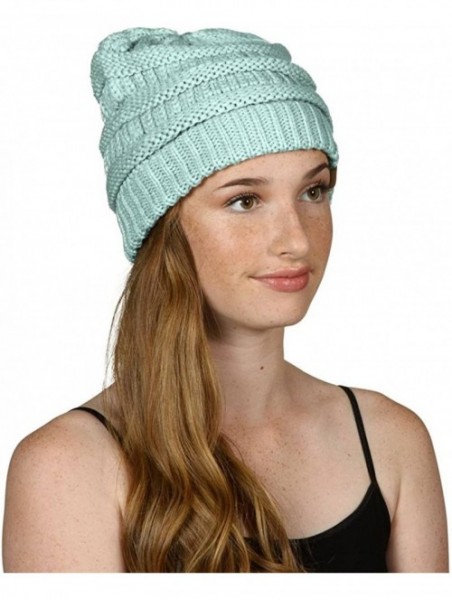 Skullies & Beanies Knit Soft Stretch Beanie Cap - Mint - CX12MHFX469 $11.95