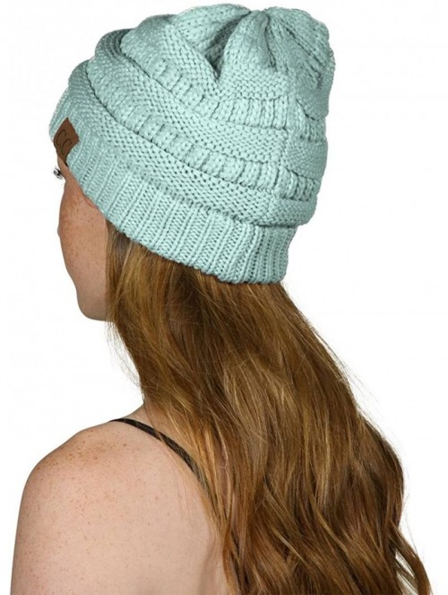 Skullies & Beanies Knit Soft Stretch Beanie Cap - Mint - CX12MHFX469 $11.95